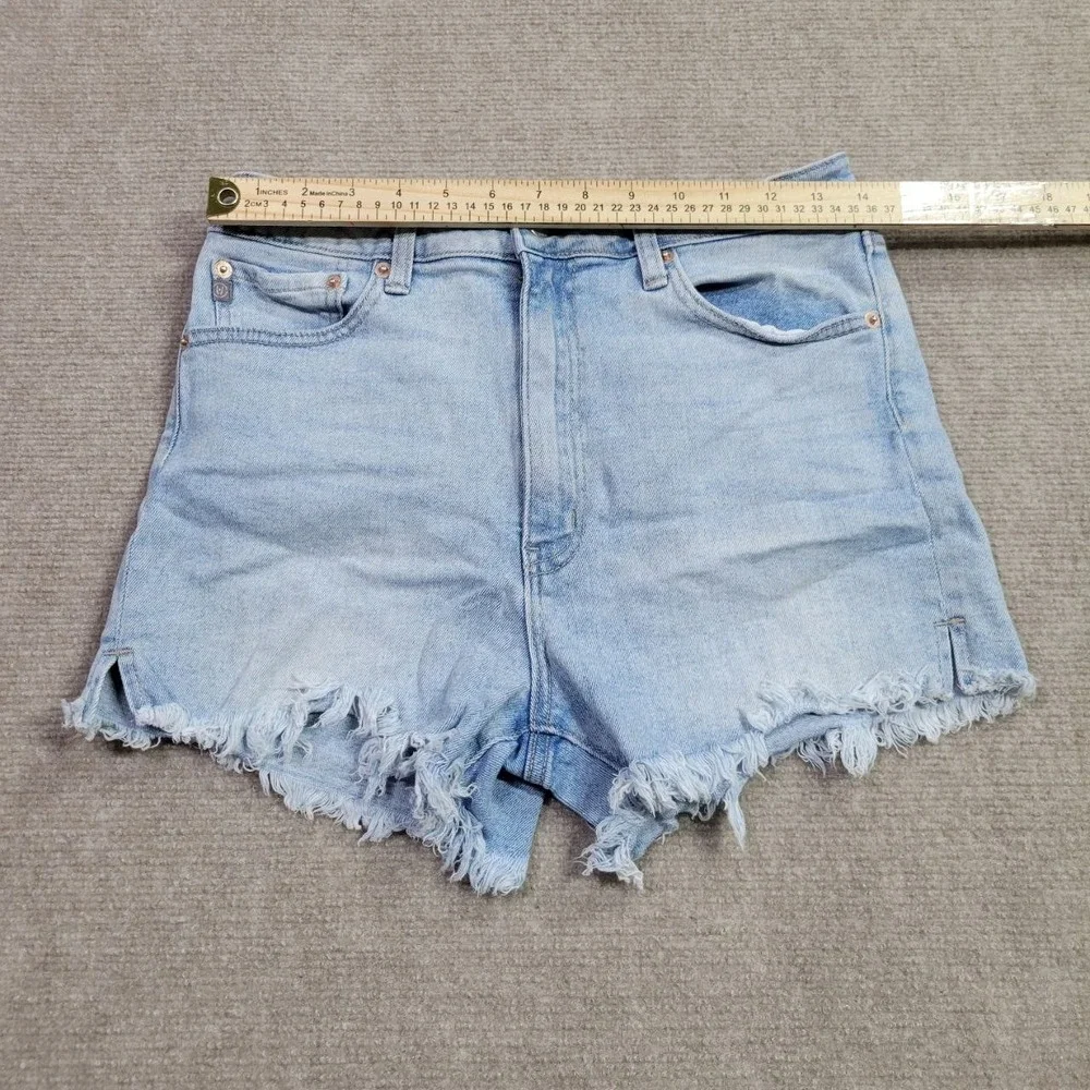 Just USA Jean Shorts Womens Large Blue Light Wash Frayed‎ Hem Casual Denim